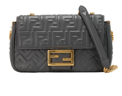 Embossed FF Baguette, &pound;1,300, Handbags, Grey, Leather, Front view